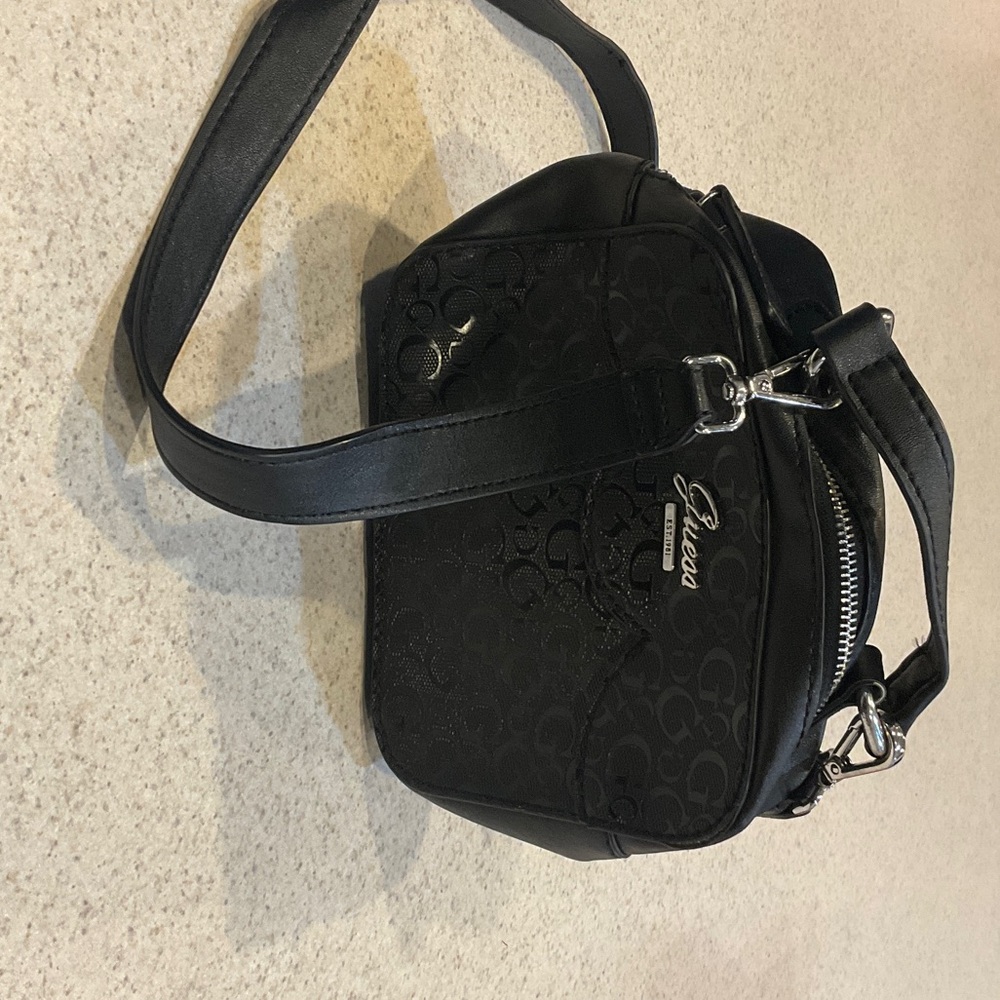 Guess Black Shoulder Bag with Silver Details